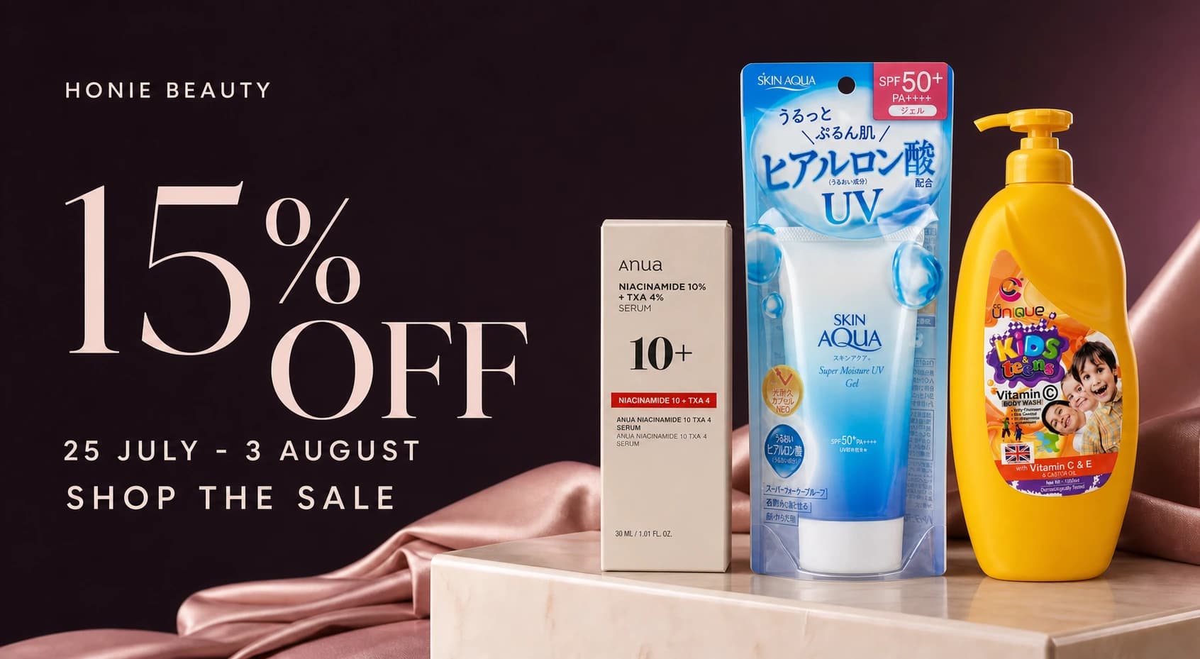15% Off All Items 25th of July to 3rd of August